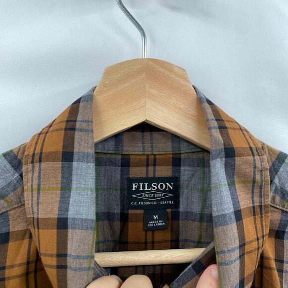 Filson orange plaid button down top - Picture 3 of 5